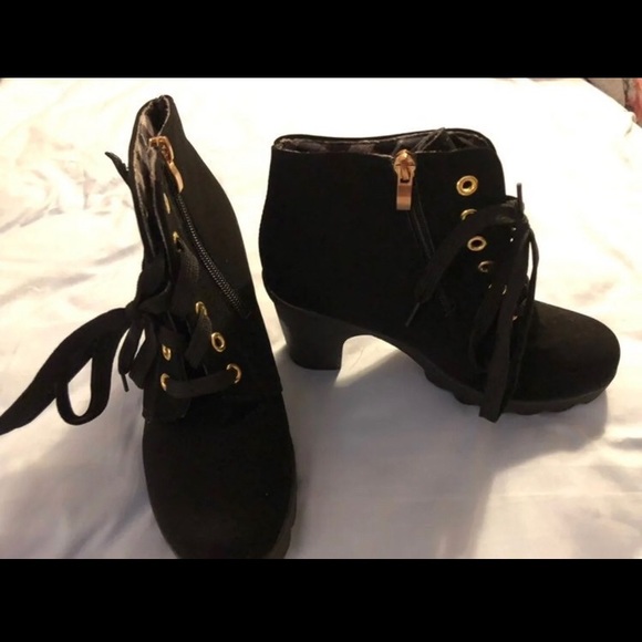 Shoes - BOOTIES 7 ZIPPER FAUX SUEDE NWOT